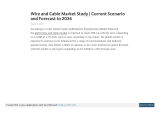 wire and cable market study current scenario