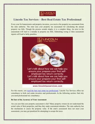 Lincoln Tax Services - Your Real Estate Tax Professional in the usa