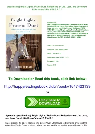 {read online} Bright Lights  Prairie Dust Reflections on Life  Loss  and Love fr