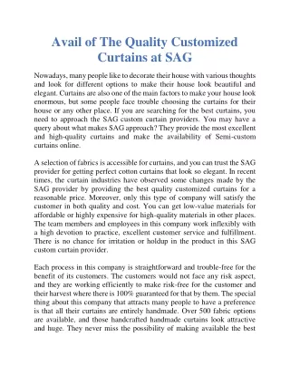 avail of the quality customized curtains at sag