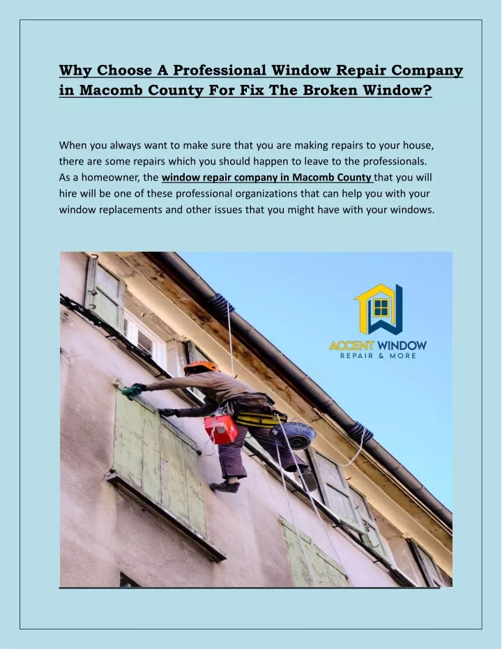 why choose a professional window repair company