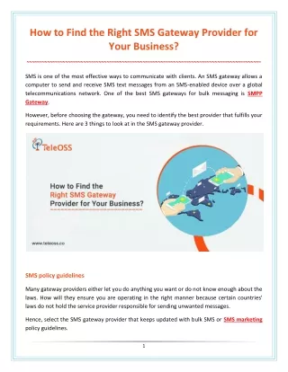 How to Find the Right SMS Gateway Provider for Your Business?