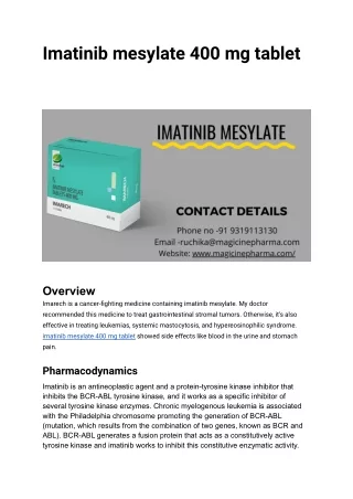 Imatinib mesylate 400 mg tablet