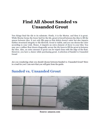 Find All About Sanded vs Unsanded Grout