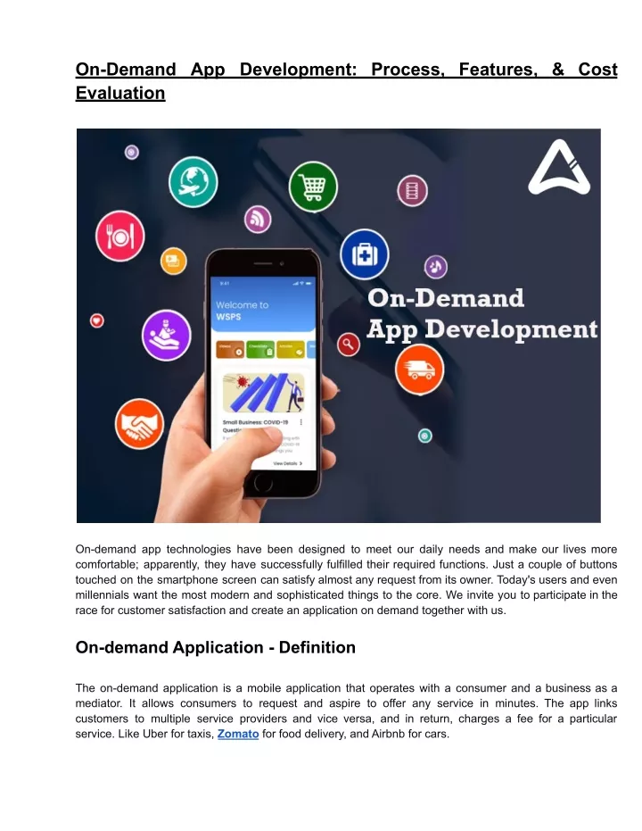 on demand app development process features cost