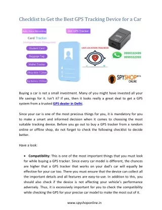 checklist to get the best gps tracking device