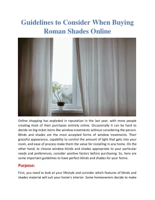 guidelines to consider when buying roman shades