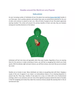 Hoodies around the World are very Popular
