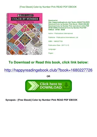 [Free Ebook] Color by Number Pink READ PDF EBOOK