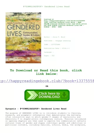 #*DOWNLOAD@PDF> Gendered Lives Read