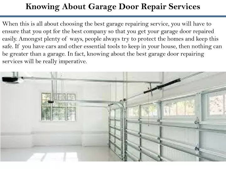 knowing about garage door repair services