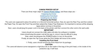 canon printer setup there are three major steps