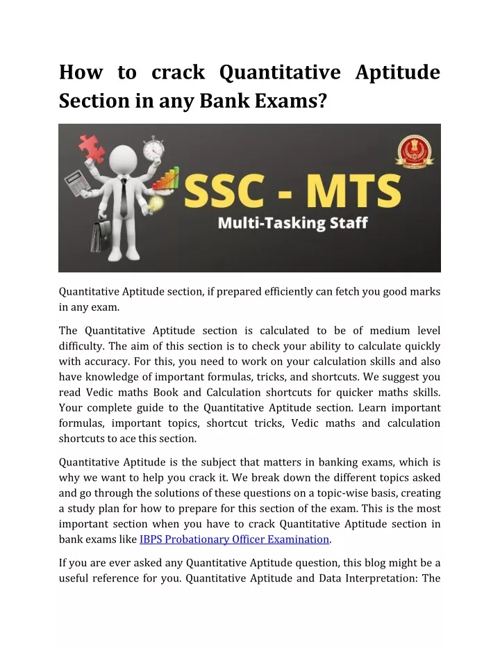 how to crack quantitative aptitude section