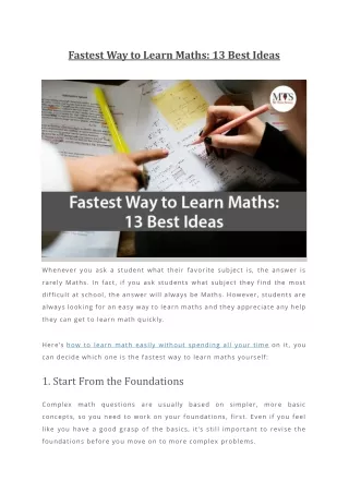 fastest way to learn maths 13 best ideas