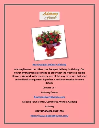 Rose Bouquet Delivery Alabang | Alabangflowers.com