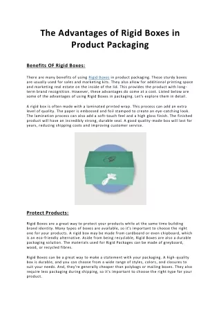the advantages of rigid boxes in product