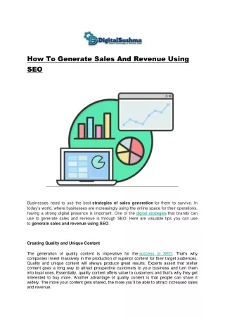 how to generate sales and revenue using seo