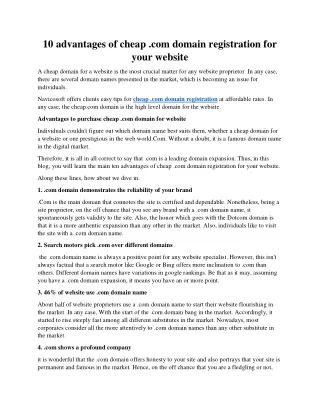 10 advantages of cheap com domain registration