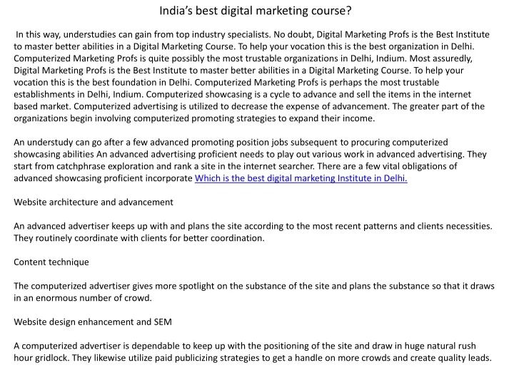 india s best digital marketing course