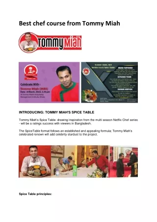 Best chef course from Tommy Miah