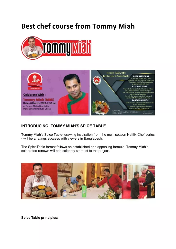 best chef course from tommy miah