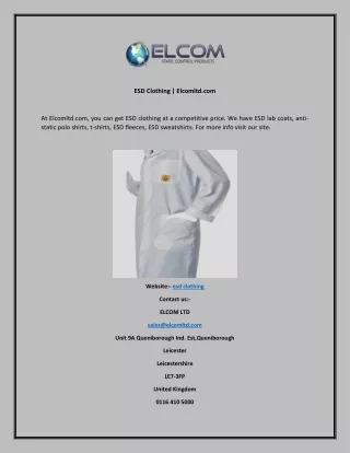 esd clothing elcomltd com