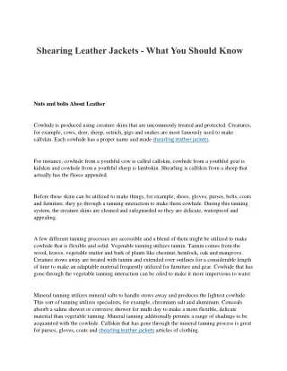 Shearing Leather Jackets - What You Should Know