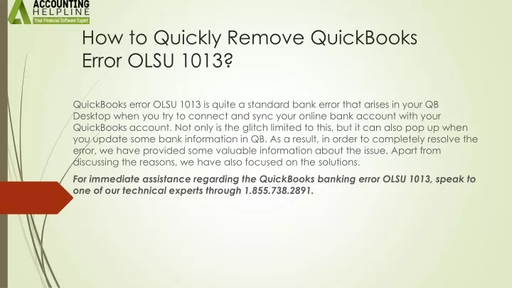 how to quickly remove quickbooks error olsu 1013