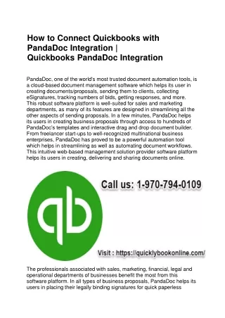 how to connect quickbooks with pandadoc