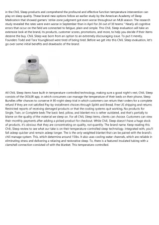 in the chili sleep products and comprehend