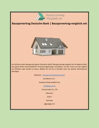 Bausparvertrag Deutsche Bank | Bausparvertrag-vergleich.net