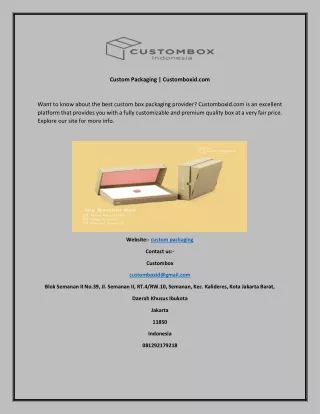 Custom Packaging  Customboxid