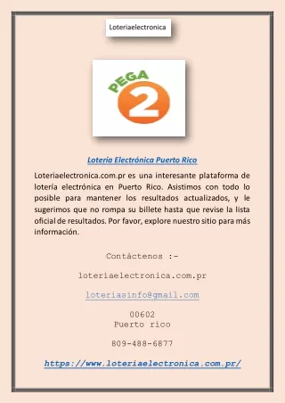 Lotería Electrónica Puerto Rico | Loteriaelectronica.com.pr