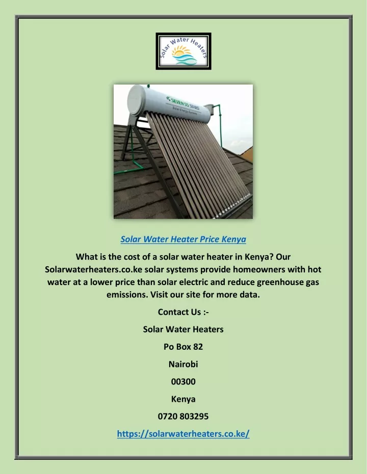 solar water heater price kenya