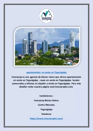 Apartmentos en venta en Tegucigalpa | Inverprophn.com