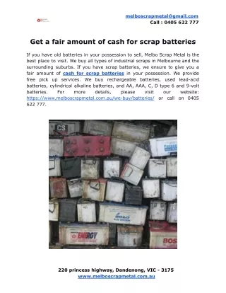 Get a fair amount of cash for scrap batteries