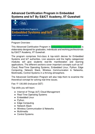 advanced certification program in embedded