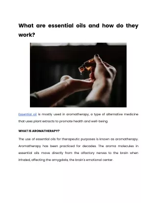 what are essential oils and how do they work