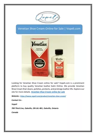 Venetian Shoe Cream Online for Sale | Vopeli.com