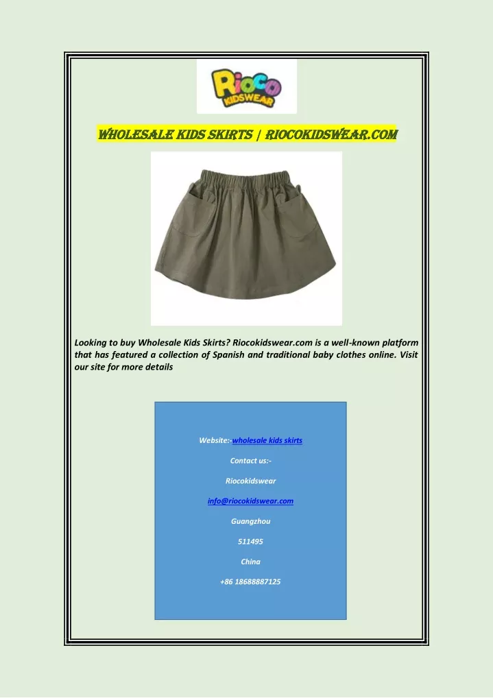 wholesale kids skirts riocokidswear com wholesale