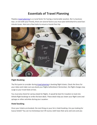 essentials of travel planning