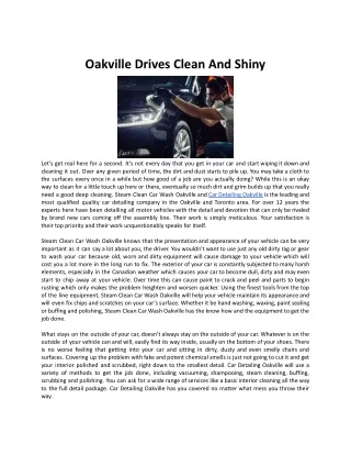 Oakville Drives Clean And Shiny