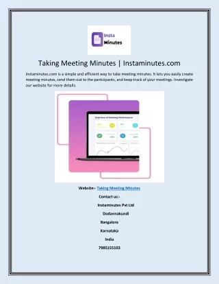 Taking Meeting Minutes | Instaminutes.com
