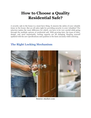 how to choose a quality residential safe