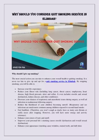 Why Should You Consider Quit Smoking Service In Elimbah