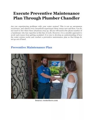 execute preventive maintenance plan through