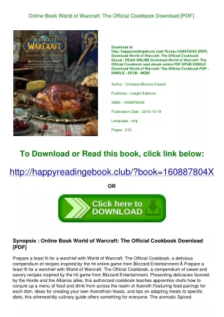 Online Book World of Warcraft The Official Cookbook Download [PDF]
