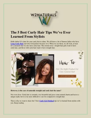 The 5 Best Curly Hair Tips W2naturals.com