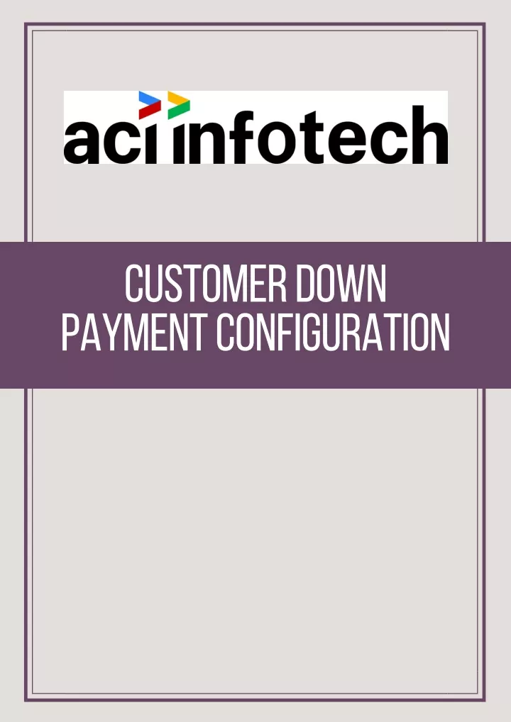 customer down payment configuration