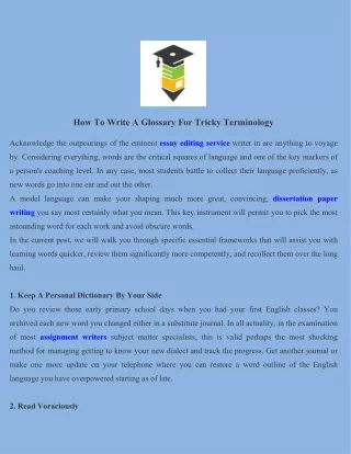 how to write a glossary for tricky terminology
